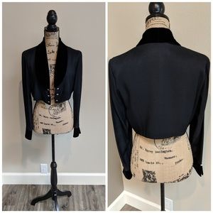 Vintage J.R. Nites velvet black rhinestone buttons jacket 1990